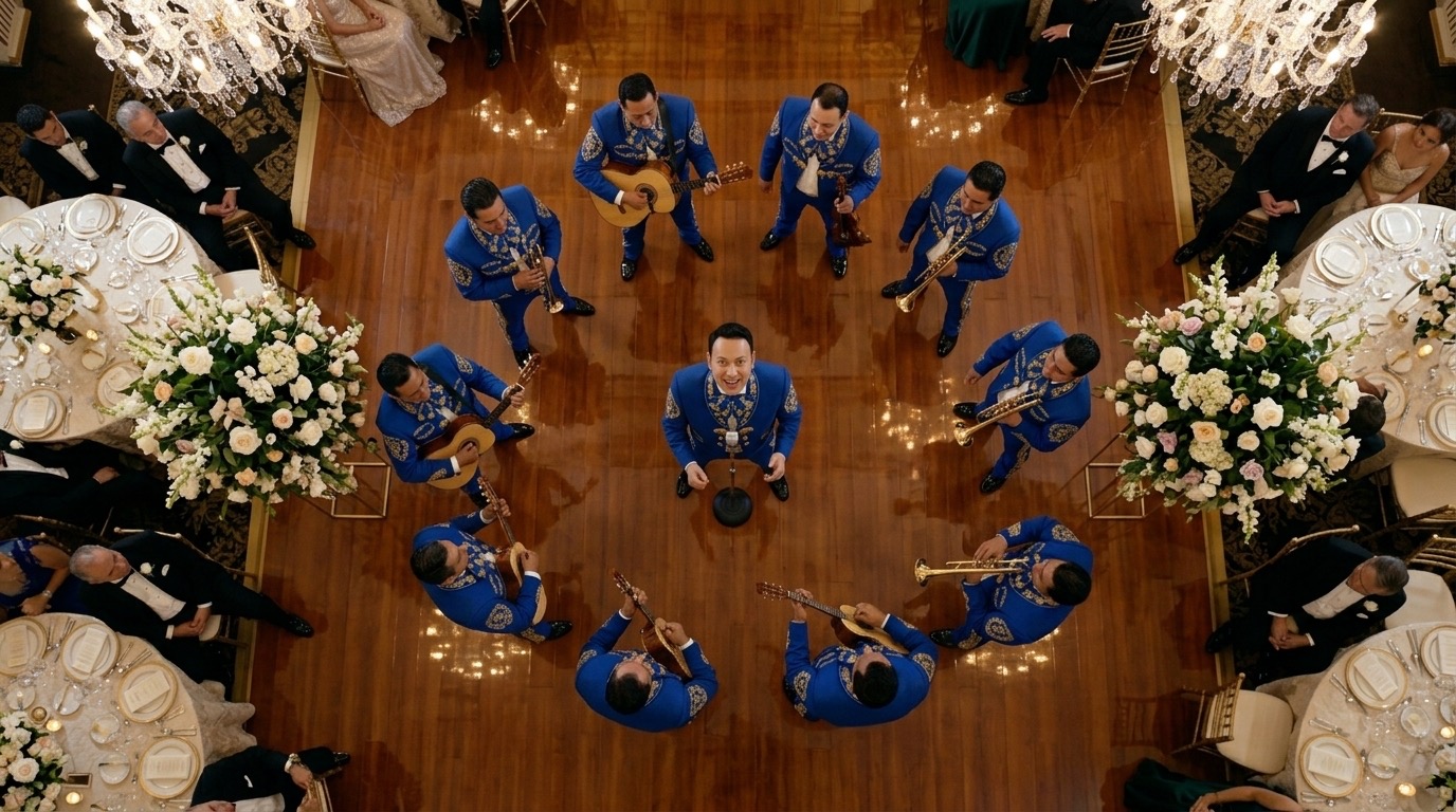 Mariachi Vasos de Honra en formación durante una presentación
